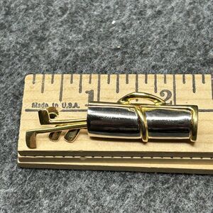 Golf Bag Vintage Brooch Gold and Silver Tone Golfer Pin Collectable